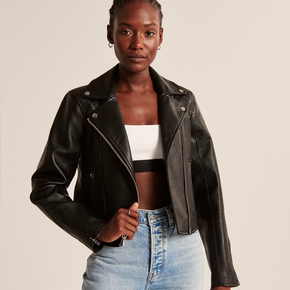 Abercrombie Vegan Leather Motorcycle Biker Jacket 2XS extra extra small - Picture 7 of 8